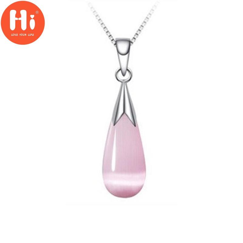 Hi White Pink Moonstone Necklace Pendant Necklace Opal Drop Necklace