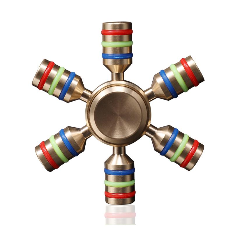 Zabawki Mosiądz Metalowy Fidget Spinner 6 Ramion EDC Odstresowujący Żyroskop na Palec Antystresowy Dla Dorosłych Juguetes Antiestrés Dzieci