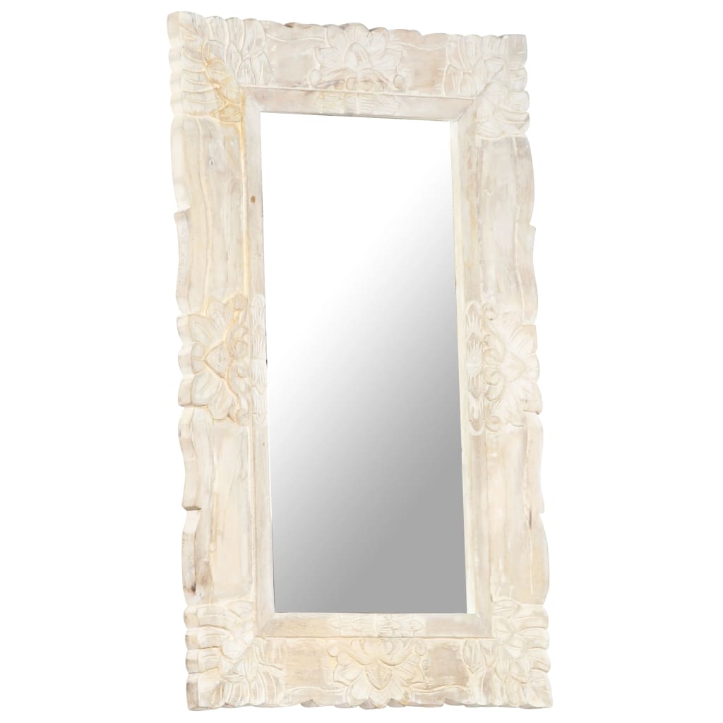 Bianco Specchio 80x50 cm Legno di Mango Massiccio