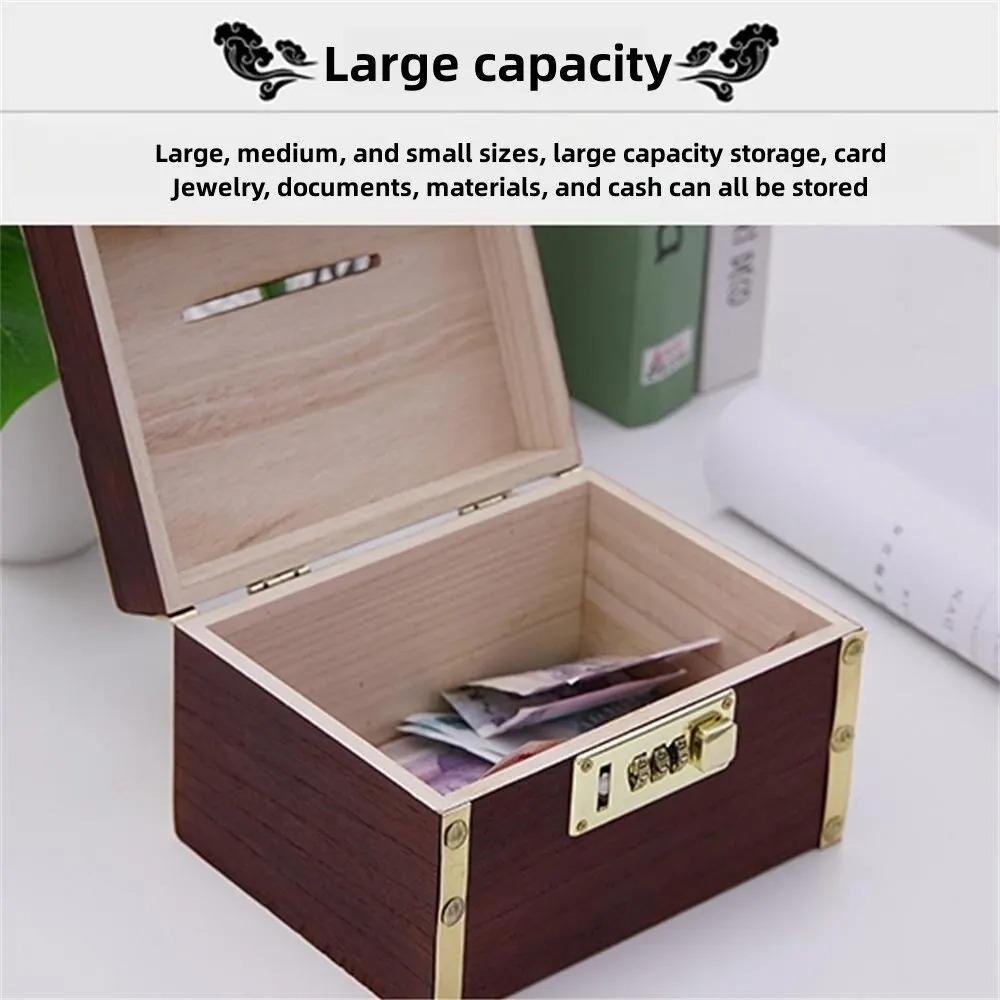 Chinese Style Wooden Savings Tank Retro Password Lock Money Box Money Tank  Gift