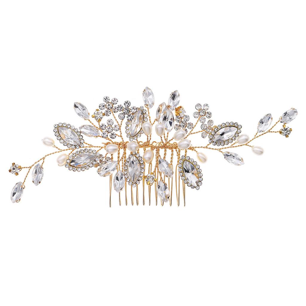 New Bridal Comb Hair Accessories Wedding Ladies Retro Hair Accessories Handmade Rhinestone Pearl Hair Comb Comb