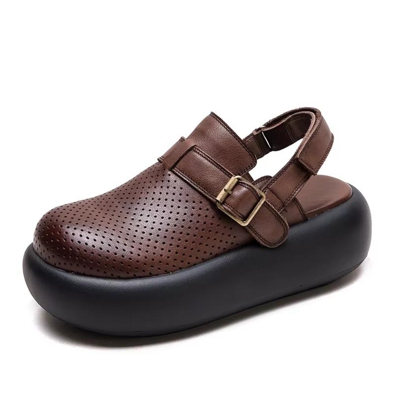 Fashion GKTINOO Retro Round Toe Breathable Thick Sole Sandals 2025 Summer New Casual Versatile Women's Flat Platform Shoes