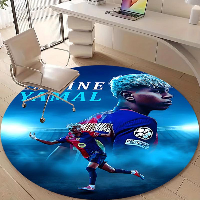 1pc Lamine Yamal Print Round Carpet Chair Round Carpet Suitable for Bedroom Living Room Home Decorative Carpet