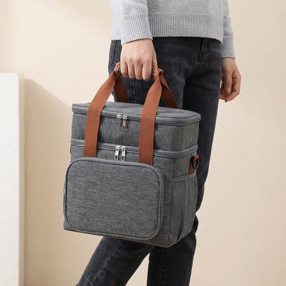 Large Capacity Insulated Lunch Bag Lightweight Adjustable Shoulder Strap Picnic Tote Bag Waterproof Handle