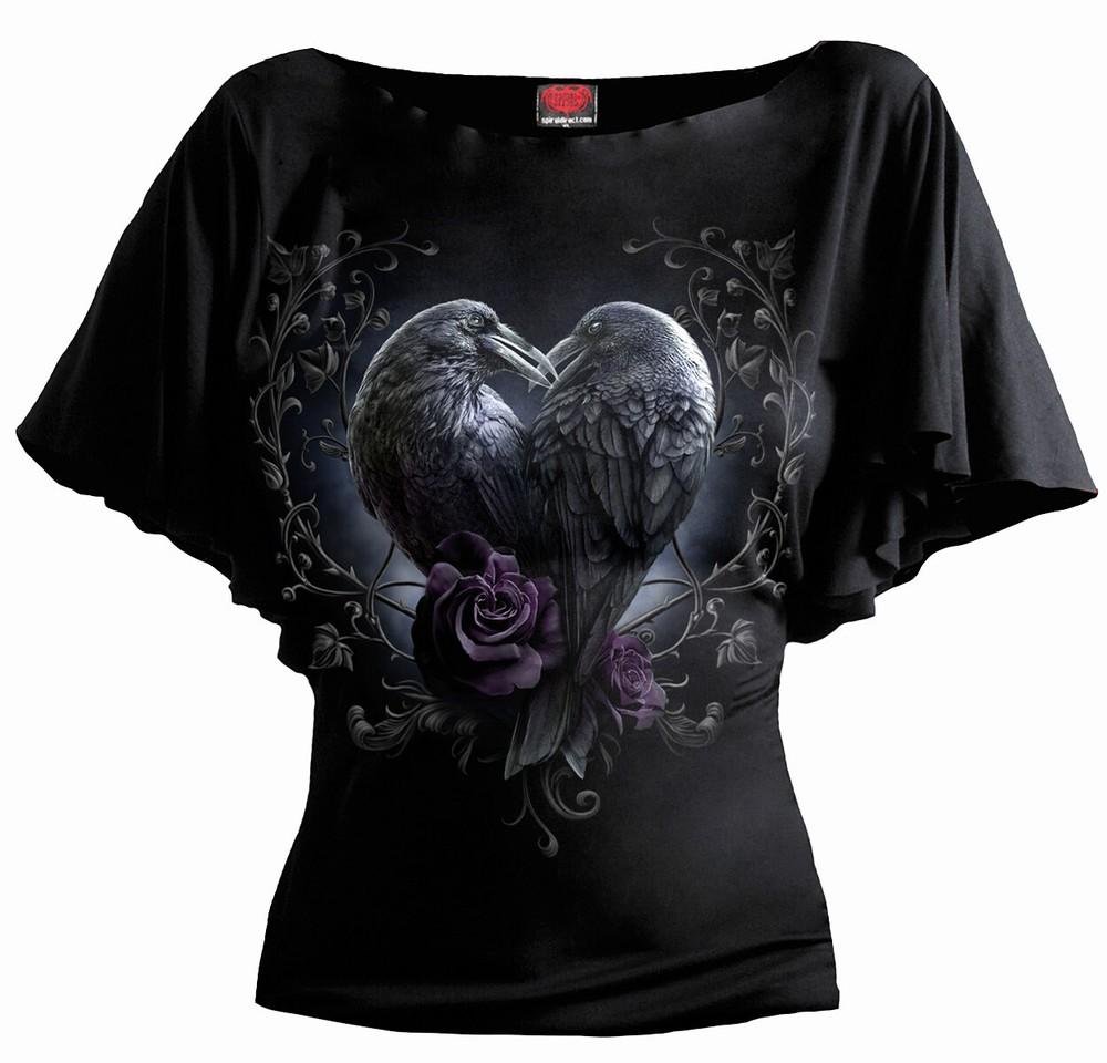 Spiral Direct Raven Heart Boot Neck Plus Viscose Ladies Girls Love Top T Unisex T-Shirt XXL