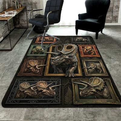 Triceratops Gallery Pattern Rug Floor Mat for Living Room or Bedroom Soft and Comfortable Carpet a Gift for Birthday and Holiday.