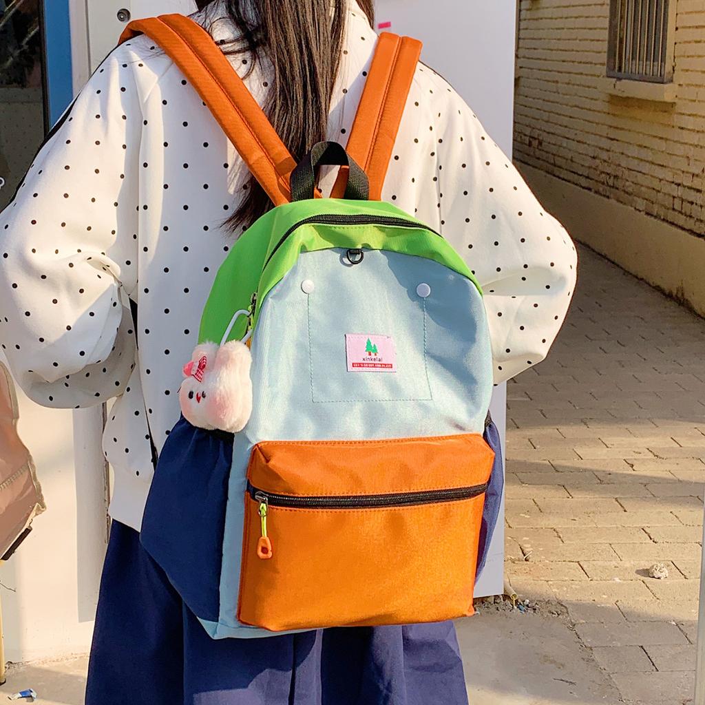 Schoolbag Japanese candy color light children's schoolbag contrasting color trend anti-splashing backpack for primary school students versatile casual