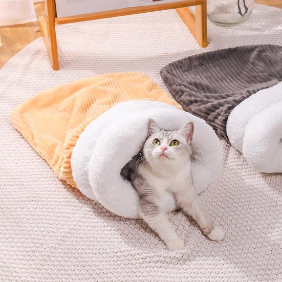 Katzen-Schlafsack Gemütliche Winter-Katzenhöhle Bett Weicher Plüsch Katzen-Sack Warmer Haustier-Tunnel Versteck Beruhigendes Bett für Wohnungskatzen Kätzchen