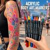 Waterproof Smudge-Proof Acrylic Body Painting Pen Set for Party and Performance.