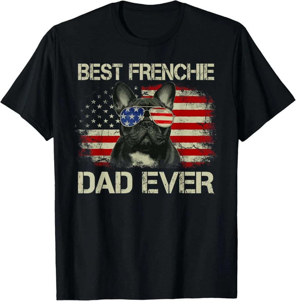 Best Frenchie Dad Ever Bulldog American Flag Gift T-Shirt forGift Unisex T-Shirt