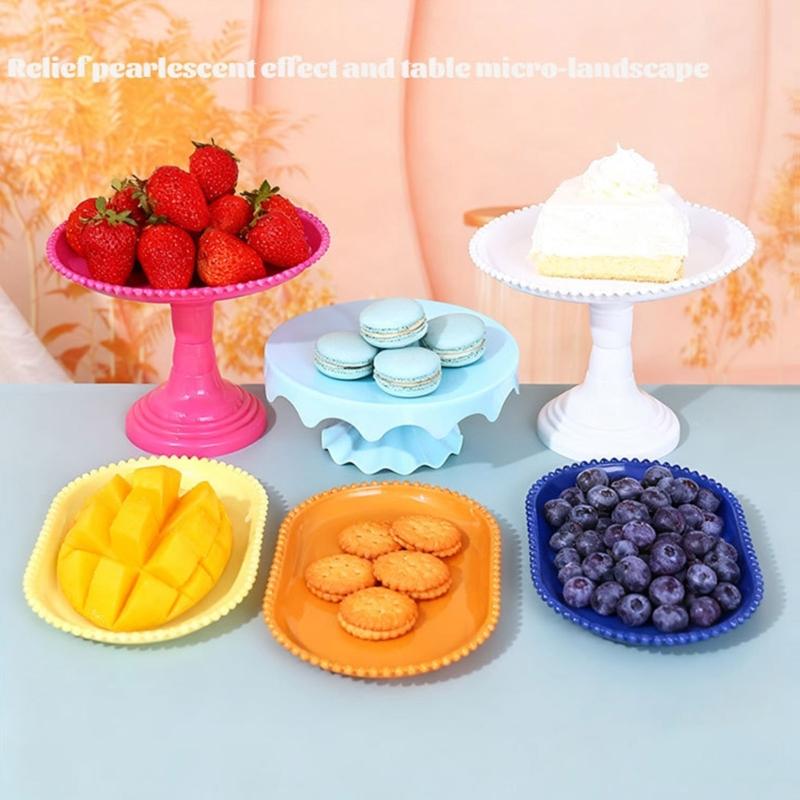 Slip Resistant Base Tall Dessert Display Stand Snacks Fruit Serving Plate Elegant Plastic Construction for Celebration