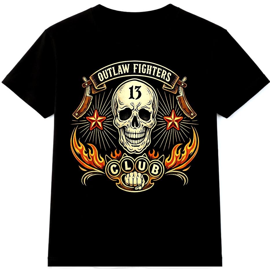 Biker Skull T Shirt Outlaw Riders 13 Vintage Motorcycle Club Graphic Tee XXL