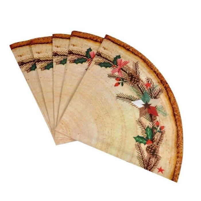 Serviettes en papier - Coeur de bois - Lot de 20 - Ronde 32cm - Marron - Pratiques pour pique-nique