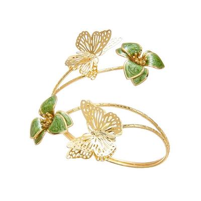 Elegantes Drip Oil Blumenarmband Floral Verstellbares Offenes Armreif Manschette Emaille Glasur Schmetterlingsarmband Geschenk