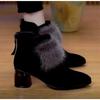 Elegant Women's Boots Ankle Flock 2026 New Autumn/Winter Fashion Frusted Short Plush Cotton Shoes Square Heel Women Shoes