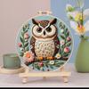 1 Set Owl Embroidery Kit with Hoop Threads Needles Beginners Pre-Stamped Bird Cross Stitch