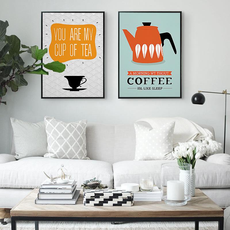 3 Panel Nordic Bilder Tee Kaffee Moderne Abstrakte Druck Leben Zitate Triptychon Modulare Leinwand Malerei Wohnzimmer Dekor