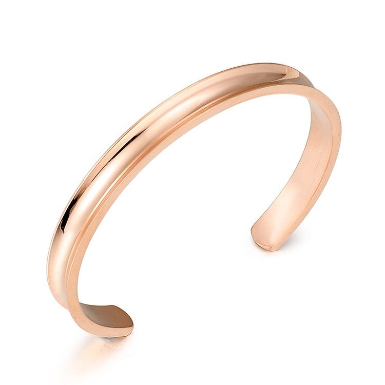 Titanium Steel Open C-shaped Bracelet 7mm Stainless Steel Polished Silver Gold Rose Gold Hair Tie Bracelet