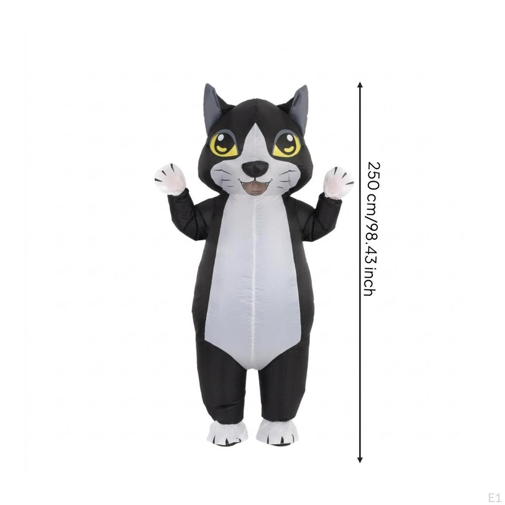 Inflatable Cat Suit Full Complete Costume with Blower Black for Adults,