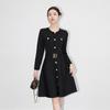 Exquisite Jacquard Knitted Petite A-line Dress - Slimming Women's Clothing