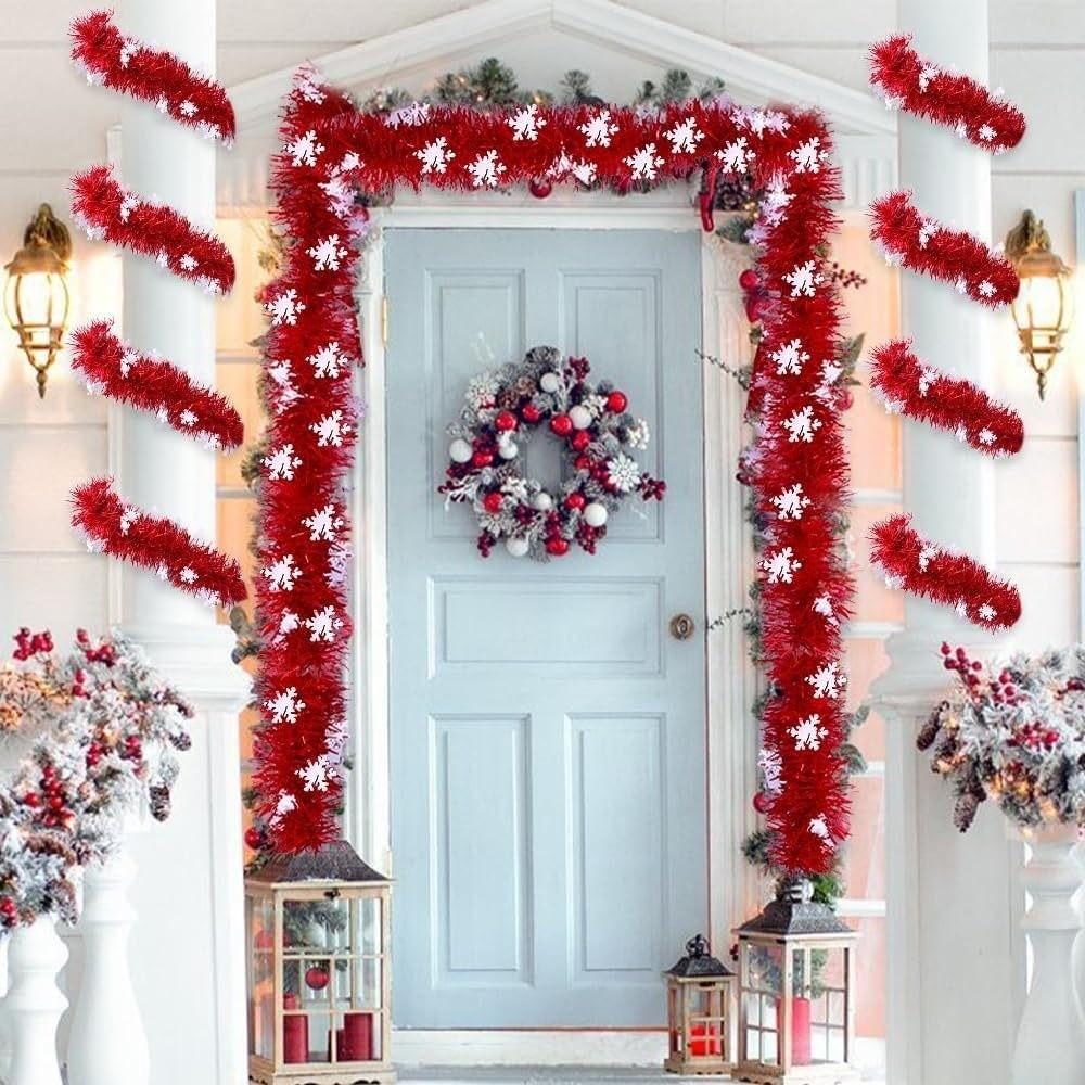 Metallic Christmas Snowflake Tinsel Garland for Christmas Tree Decoration