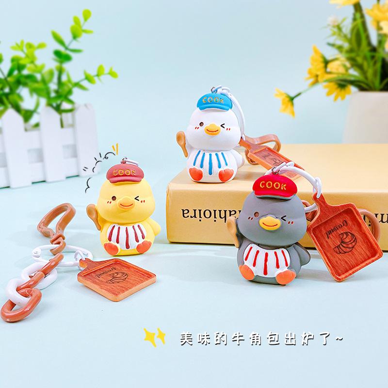 Creative Cartoon Chef Duckling Resin Doll Keychain Cute Bag Pendant Keychain Small Gift