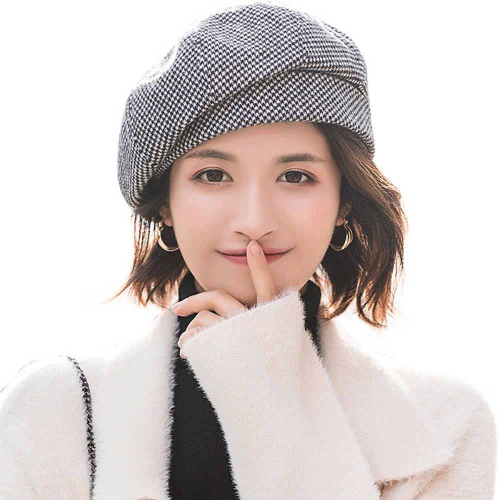 Pattern Cotton Polyester Fleece Korean Style Hat Women Beret Round Beret Winter Autumn Hat