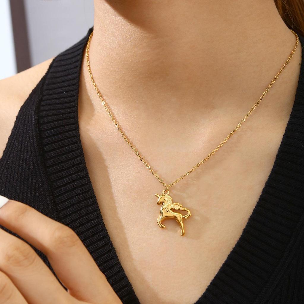 Stainless Steel Gold Unicorn Horse Necklace - Autumn/Winter Collection