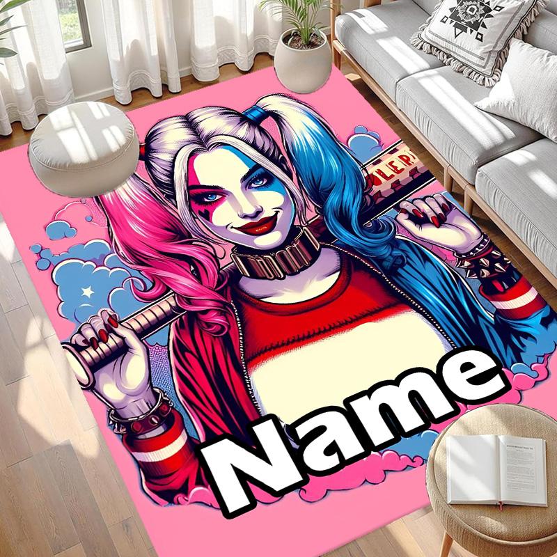 Custom Name Personalized Superhero Print Carpet, Versatile Home Decor Rug, for Playroom, Apartment, Balcony, Entryway, Hallway Gift