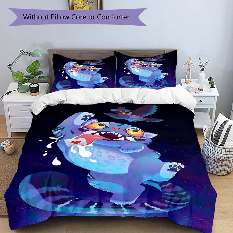 3pcs Bedding Set K-Pop Demon Hunters Cat Includes 1 Comforter + 2 Pillowcases, Without Pillow Inserts, Soft Comfortable,a0910201