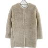 TICCA TBBA-032 Beige Wool Fur Collarless Coat Coat F beigeUsed