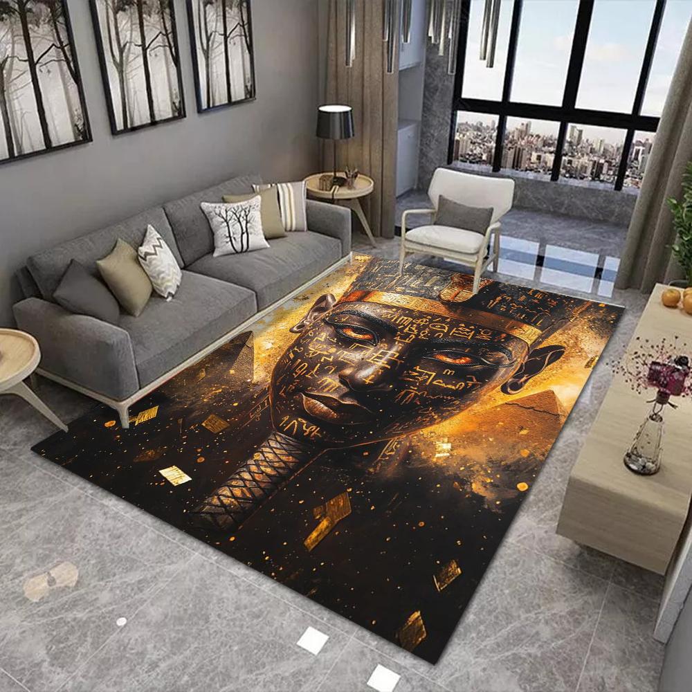 Egyptian Pharaoh Carpet Ancient Hieroglyphic Mat Non-slip Soft Vintage Art Home Decoration Living Room Modern Durable Floor Mat