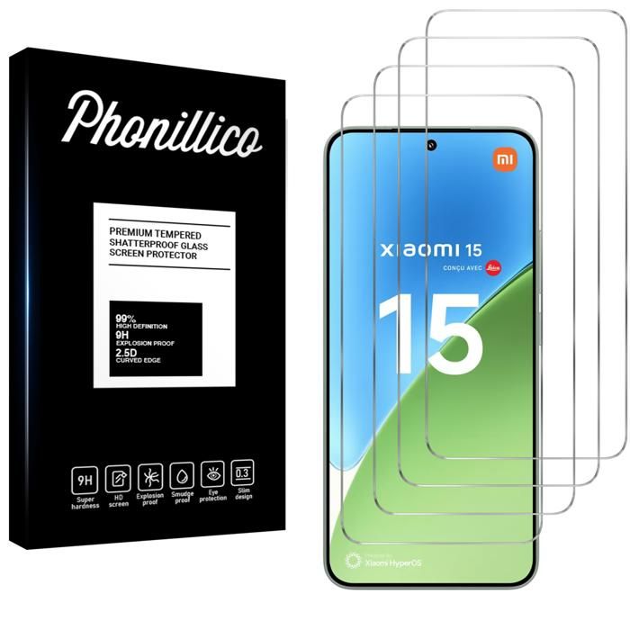 Gehärtetes Glas - Phonillico® - Xiaomi 15 - 4er-Pack - Kratzfest - Displayschutz