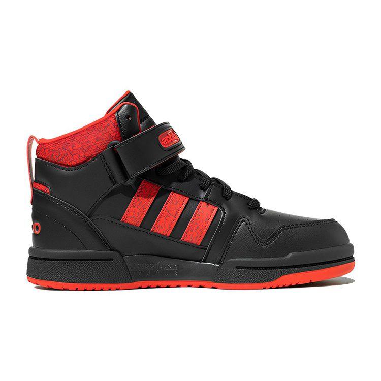Adidas Neo Postmove Mid Trendy Casual Durable Support Sweat-Absorbing High-Top Skate Shoes Kids Sneakers Black Red IE4245