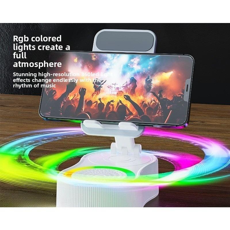 360 Rotary with Lifting Mobile Phone Holder Power Bank Bluetooth Speaker Mini Portable Ambient Light Audio
