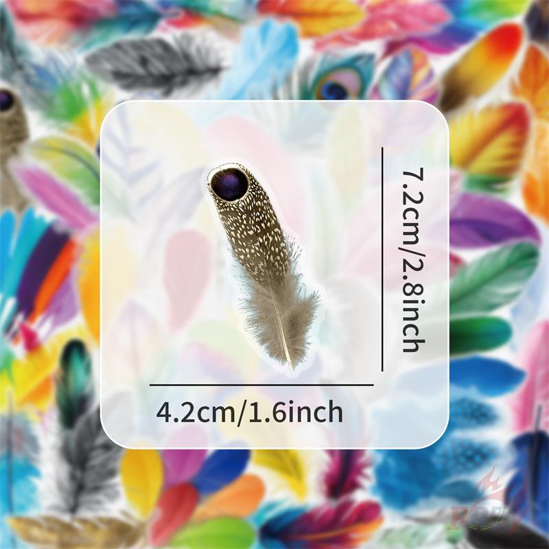 50Pcs/Set Colorful Feather Series 03 PET Stickers Waterproof DIY Fashion Doodle Decals Stickers