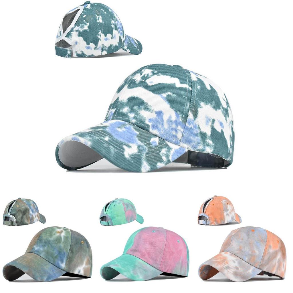 Fashionable Tie-dye Ponytail Hat In Various Colors For Outdoor Activities Women's Sun Visor Cap
