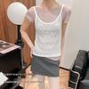 Versatile Seersucker Korean-Style Lace Hollow Camisole Vest: Comfortable and Breathable for Women