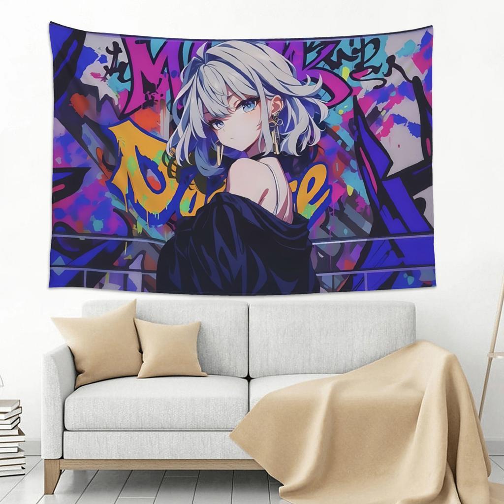 Colorful Anime Girl Tapestry Wall Hanging Blanket Tapestry Home Decor Items Wall Decorations
