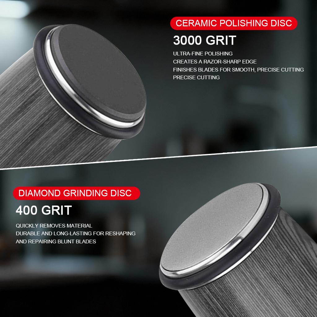 Rolling Knife Sharpener Fast Diamond Ceramic Discs 15° /20° Magnetic Angles for Any Blade Hardness Sharpening Kit with Gift Box
