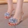 fashion Summer Transparent Slippers Women Sandals Shoes Peep Toe Clear Crystal Wedges High Heels Female Slides Flower Sandals for Womens