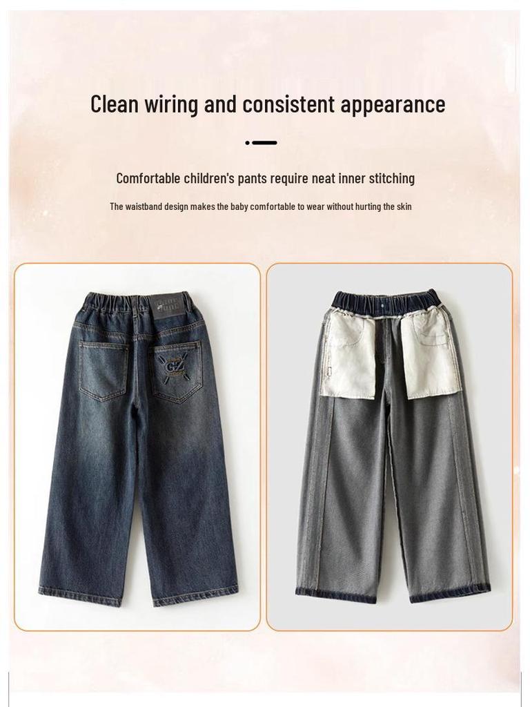 Jeans droits amples pour garçons - Collection Printemps/Automne 2026: Pantalons décontractés pour enfants - Tailles M et L