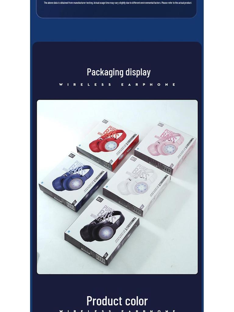 Stereo Wireless Sports Bluetooth Headset with LED Lights and Card Slot