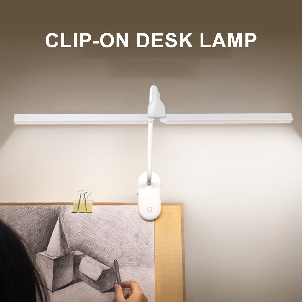 Skrivebordslampe Study Lamp Clip LED Student Eye Care Creative Oppladbar USB Sovesal Studiesoverom