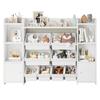 Mare Organizator Copil GINGER HOME, Raft Alb cu 8 Cutii și 2 Dulapuri pentru Jucării și Cărți, 141,5x100x30 cm