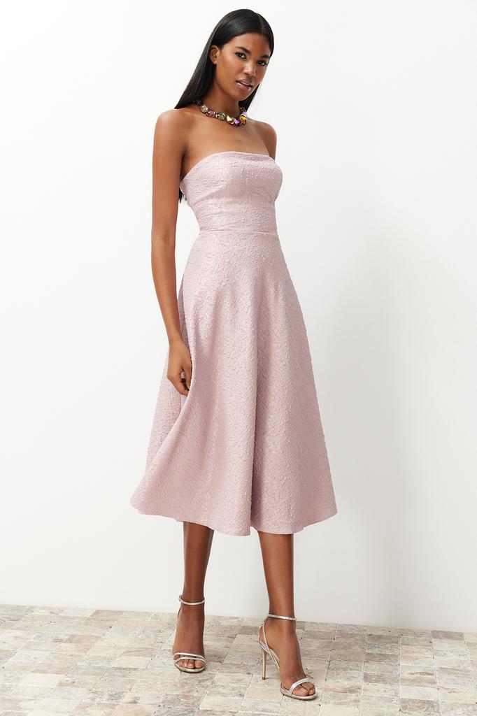 Women's Dress New Season Fashion Blue Skater Stylish Evening Dress with Waist Opening