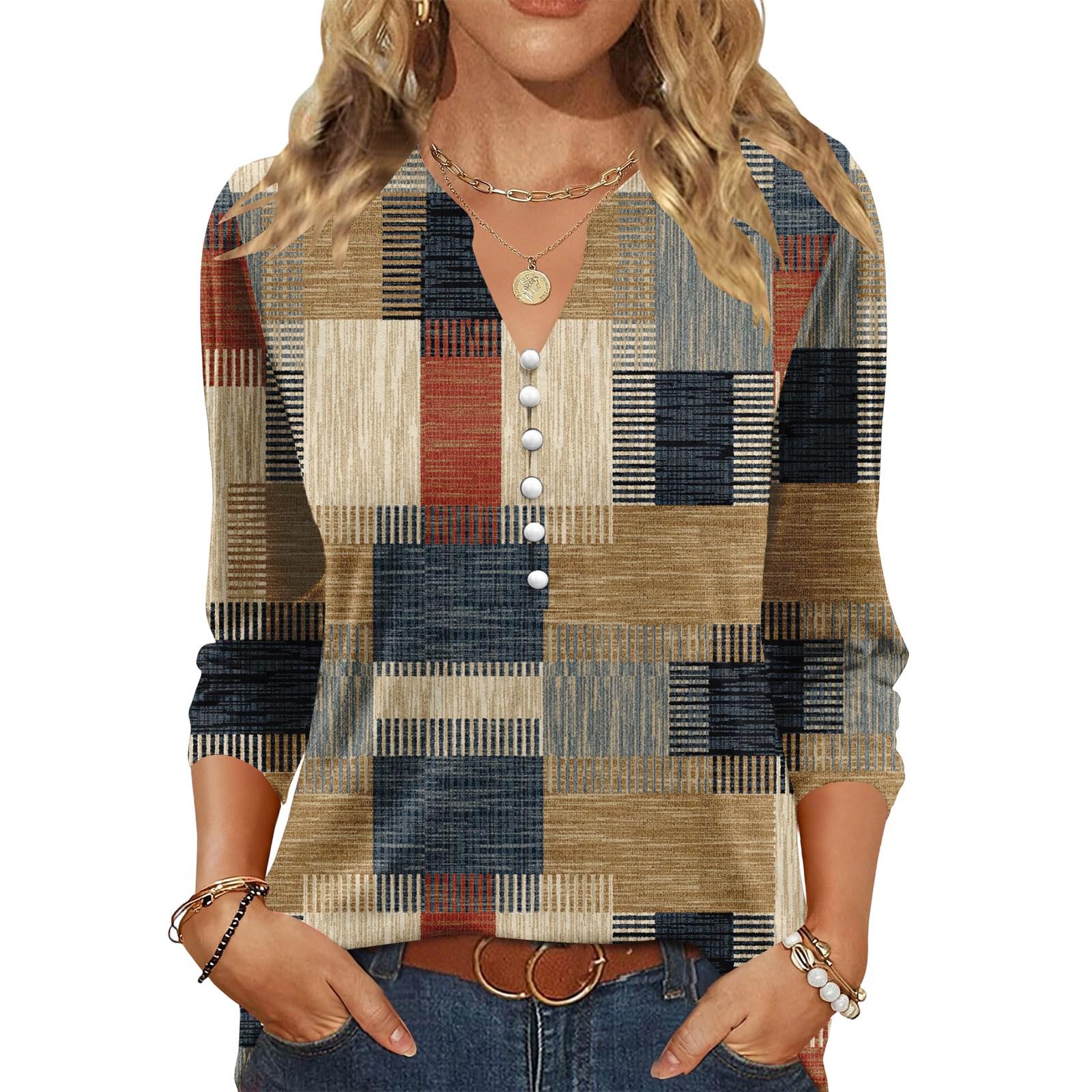 

Women s Fashionable Casual Striped Plaid Printed Top S жовтий