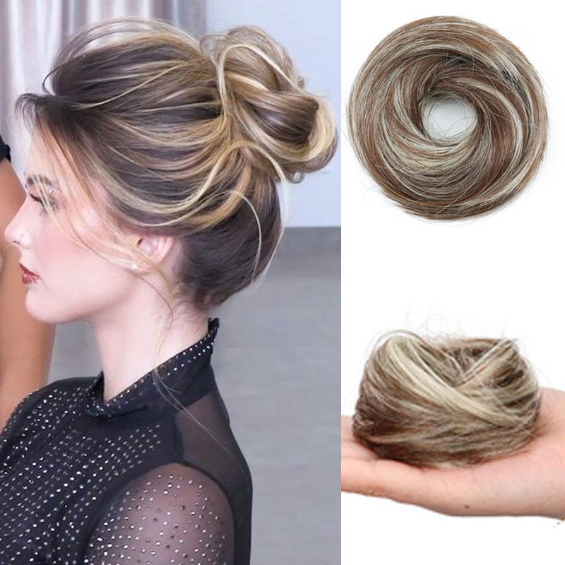 Messy Bun Hair Piece Synthetic Hair Natural Wave Chignon Ponytail Donut Updo Hair Piece Scrunchies for Women