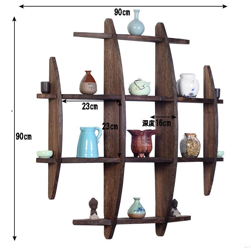 Bogu rack solid wood modern minimalist Chinese style wall-mounted wall-mounted tea shelf rack tea set rack display rack
