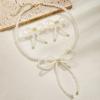 2-piece elegant imitation pearl bow pendant necklace earrings women's jewelry set